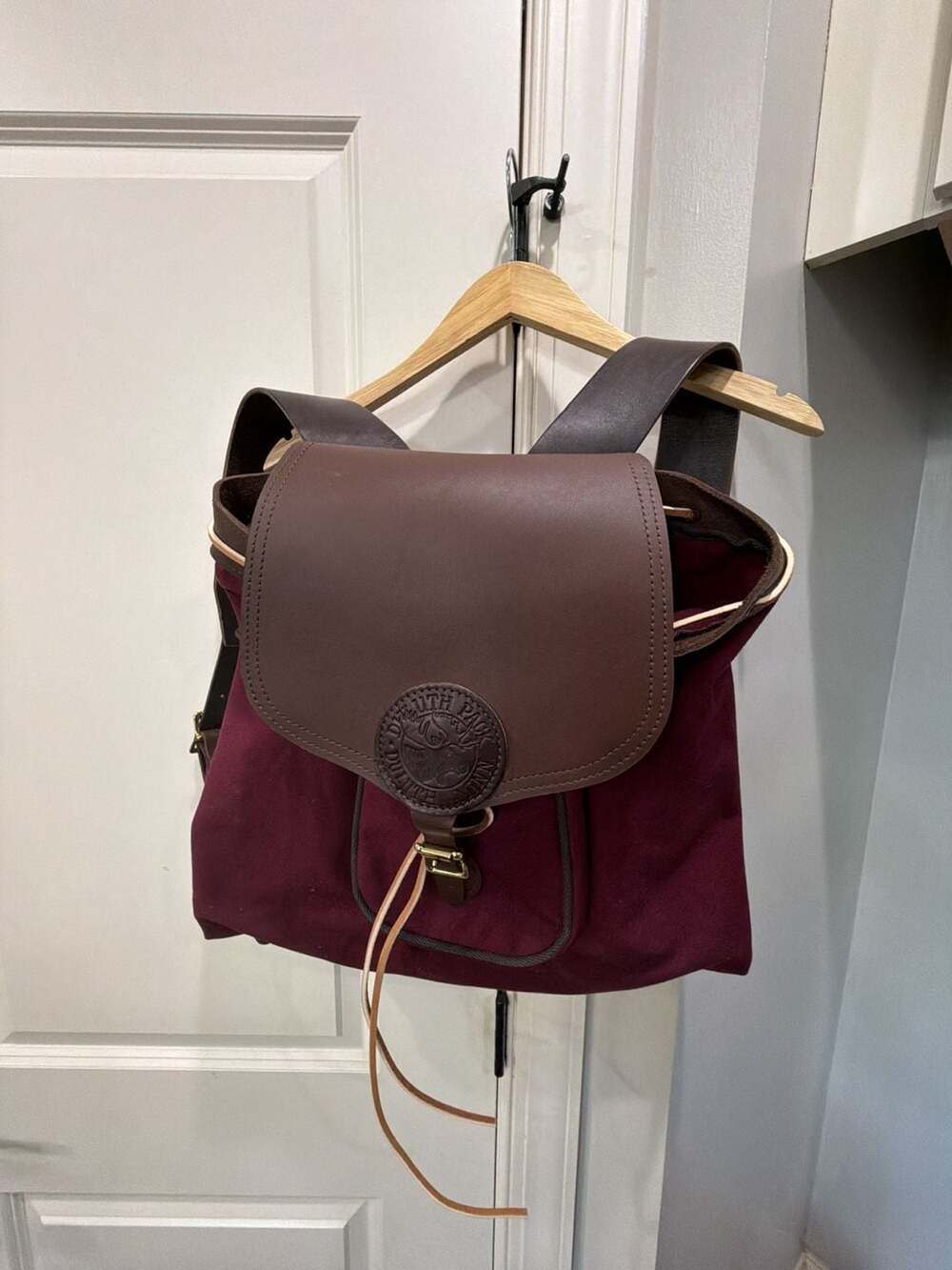 Duluth Pack Scout Backpack in Burgundy Canvas and Leather